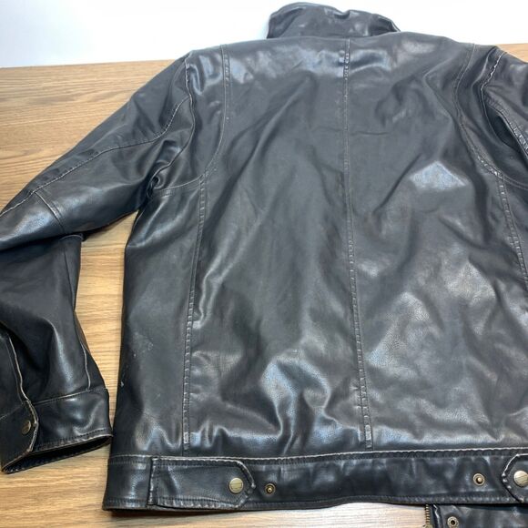 Levis Mens Sherpa Lining Faux Leather Bomber Jacket Dark Brown Size XL - Picture 7 of 9